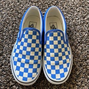 Vans slip on checkerboard aquamarine/off white